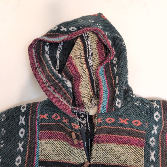 Vintage Green Baja-Style Woven Hoodie Pullover XL (Women) - Picture 8 of 8